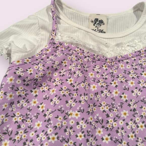 Girls Lily Bleu Charming Lilac Floral Print Camisole Tee Shirt Size 8 - Picture 4 of 8